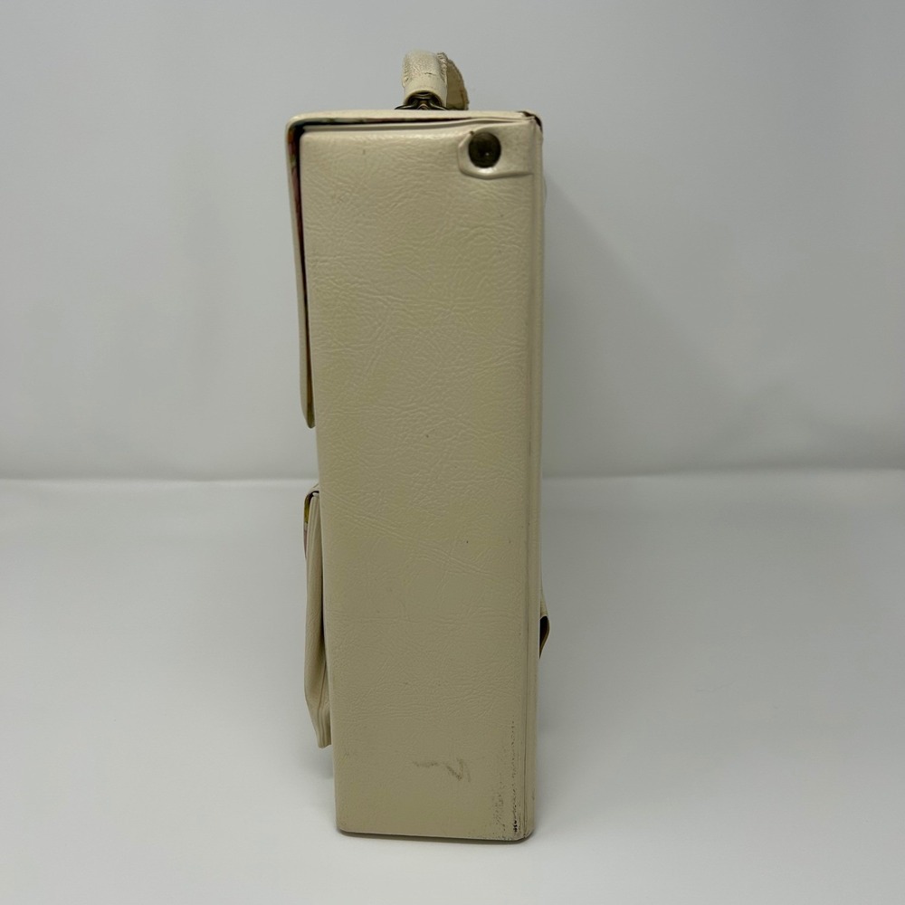 Vintage Midcentury Cream Faux Leather Briefcase Attache Case Top Handle Bag - Picture 5 of 12